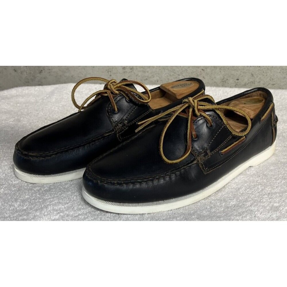 Allen Edmonds "MARITIME" Black Dark Navy Leather Casual Boat Shoes Loafers 11D